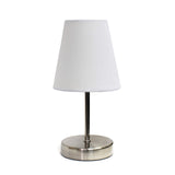 Simple Designs LT2013-WHT Mini Basic Sand Nickel Table Lamp with Fabric Shade, White Simple Designs