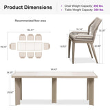 PURPLE LEAF 9 Pieces Patio Dining Set Aluminum Modern Rectangular Table and Wicker Chairs with Cushions for Kitchen Porch Garden Outdoor Furniture Sets, Champagne PURPLE LEAF