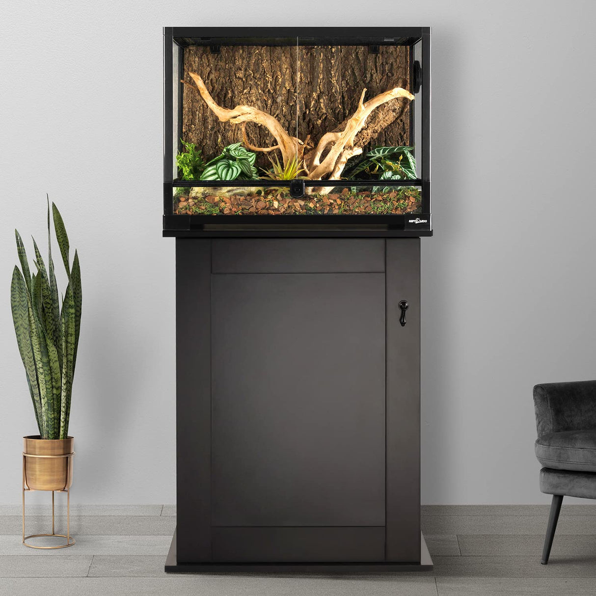 REPTIZOO Reptile Terrarium Stand Wooden Terrarium Cabinet with Storage and Adjustable Shelf, Reptile Tank Stand for 24”Wx18”D Terrarium, Aquarium Stand Fish Tank Stand (Stand Only) REPTIZOO