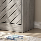 Homsee Modern Shoe Storage Cabinet with 3 Flip Drawers & Twill Louver Doors, Wood 3-Tier Shoe Rack Storage Organizer for Entryway, Hallway & Bedroom, Grey (22.4”L x 9.4”W x 42.3”H) Homsee