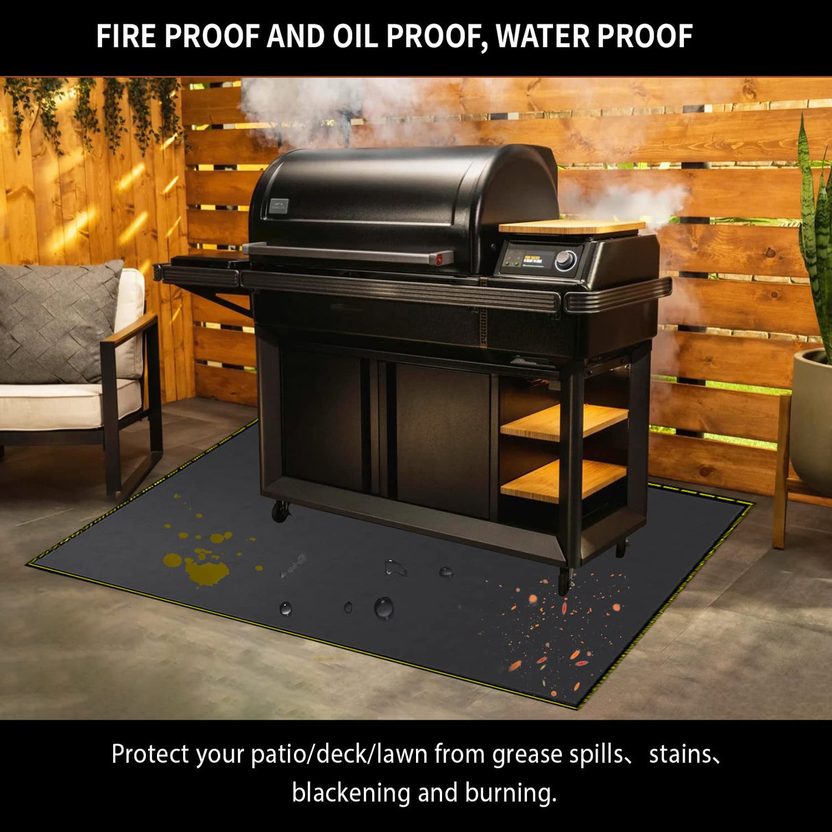 VCHOMY 40x60 Inch Under Grill Mat for Outdoor Grill Deck Patio Protector Extra Large Silicone Fireproof Waterproof Oil-Proof Fire Pit Matt BBQ Barbecue Pad VCHOMY