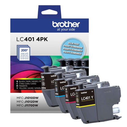 Brother Genuine LC4014PKS Standard Yield 4-Pack Ink Cartridges – Includes 1 Cartridge Each of Black, Cyan, Magenta and Yellow