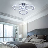 diisunbihuo LED Crystal Ceiling Light 13x3.5 Inches 3 Rings Crystal Chandelier Flush Mount Lighting Fixture for Bedroom Hobby Living Room (Cool White) diisunbihuo