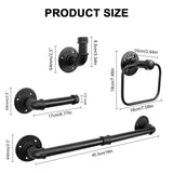 Jeasor 4-Pieces Industrial Pipe Bathroom Towel Ring Kit DIY Wall Mount Accessories Kit Includes Robe Hook Towel Bar and Towel Ring (18 inch) Jeasor