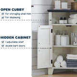 ACCOHOHO Corner Bathroom Cabinet, Farmhouse Small Corner Cabinet with Barn Door & Adjustable Shelf, Corner Kitchen Cabinet, Storage Cabinet for Bathroom, Kitchen, Living Room, Off White ACCOHOHO