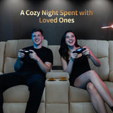 Korser Loveseat Recliner Sofa, Reclining Loveseat Couch with Manual Pull Tab, Reclining Couch with Console, USB Port, US Outlets, and Cup Holders, 2-Seater Performance Fabric Sofa for Living Room, RVs Korser