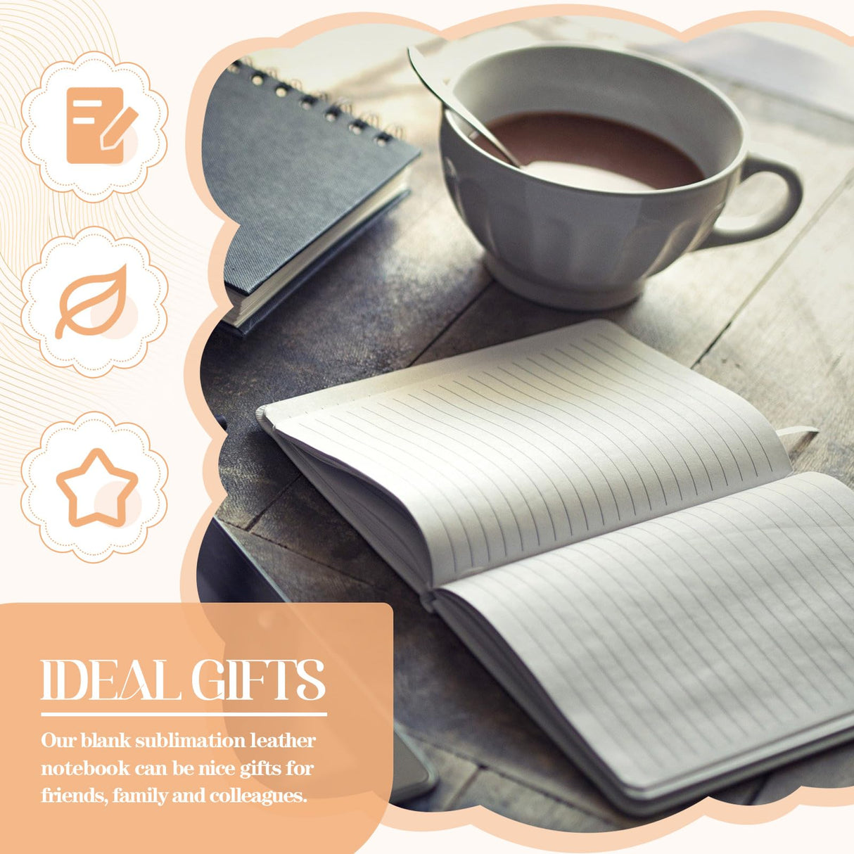 Colarr 12 Pcs Sublimation Journal Blank Notebooks Bulk A5 190 Pages Thick Faux Leather Notebook Sublimation Note book Leather Sublimation Journal Notebook for School Office Supplies, 8.3 x 6 Inch Colarr