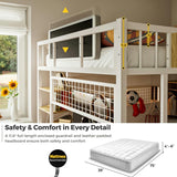 Kikihouse Twin Loft Bed with Desk, Storage Stairs & Wardrobe, Metal Loft Bed Frame w/Headboard, Bedside Shelf, Charging Station & 6 Drawers, LED Gaming Bed for Adult Space-Saving Kikihouse