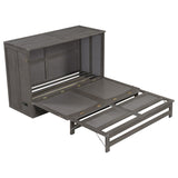 Harper & Bright Designs Murphy Bed Queen Cabinet Built-in USB Charging Station and Large Storage Drawer, Hidden Guest Cube Chest Beds for Bedroom/Living Room/Apartment Gray Harper & Bright Designs