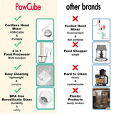 Hand Mixer Electric Handheld, Electirc Whisk, Handheld Mixer Electric, Hand Held Mixers, Cordless Hand Mixer, Mini Mixer, Whisk for Cooking, Rechargeable Handmixer and Whisker, 4-Speed,10Oz PowCube