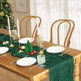 Christmas Table Runner, 10FT Cheesecloth Emerald Green Table Runners 35*120inch Rustic Boho Table Runner for Christmas Indoor Home Kitchen Table Party Decorations Miucat