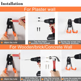 AOBEN Garage Hooks,24Pack Heavy Duty Garage Hanger Organizer Anti-Slip Double Wall Garage Storage Hooks for Ladder, Power Tool,Bike,Ropes (23 Hooks & 1 hoder Strap)-Orange AOBEN