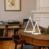 Lighted Christmas Tabletop Decorations, 2Pcs LED Lights Wooden Christmas Tree Table Decor Battery Operated Wood Craft Light Up Ornament for Holiday Winter Party Desk Home Mantel Display Xmas (White) IDATOO