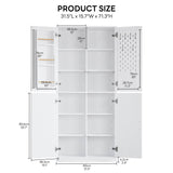 IRONCK 71" Kitchen Pantry Storage Cabinet with Storage Rack, Pegboard Doors, 4 Adjustable Shelves, Food Pantry Cabinet, Freestanding Tall Cupboard for Dining Room, Kitchen, White IRONCK