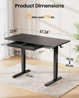 ErGear Standing Desk with Drawer, 48 x 24 inch Electric Height Adjustable Desk with 4 Preset Heights & 2 Storage Hooks, Sit Stand Desk Computer Desk with Drawer for Home & Office, Black EGESD80B ErGear