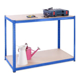 Garage Workbench & Shelving: 35 high x 47 Wide x 24 deep | Heavy Duty Racking Shelves for Storage, Black 2 Tier (660 bs Per Shelf), 1321 lbs Total Capacity|for Workshop, Shed, Office|5 Year Warranty G-Rack