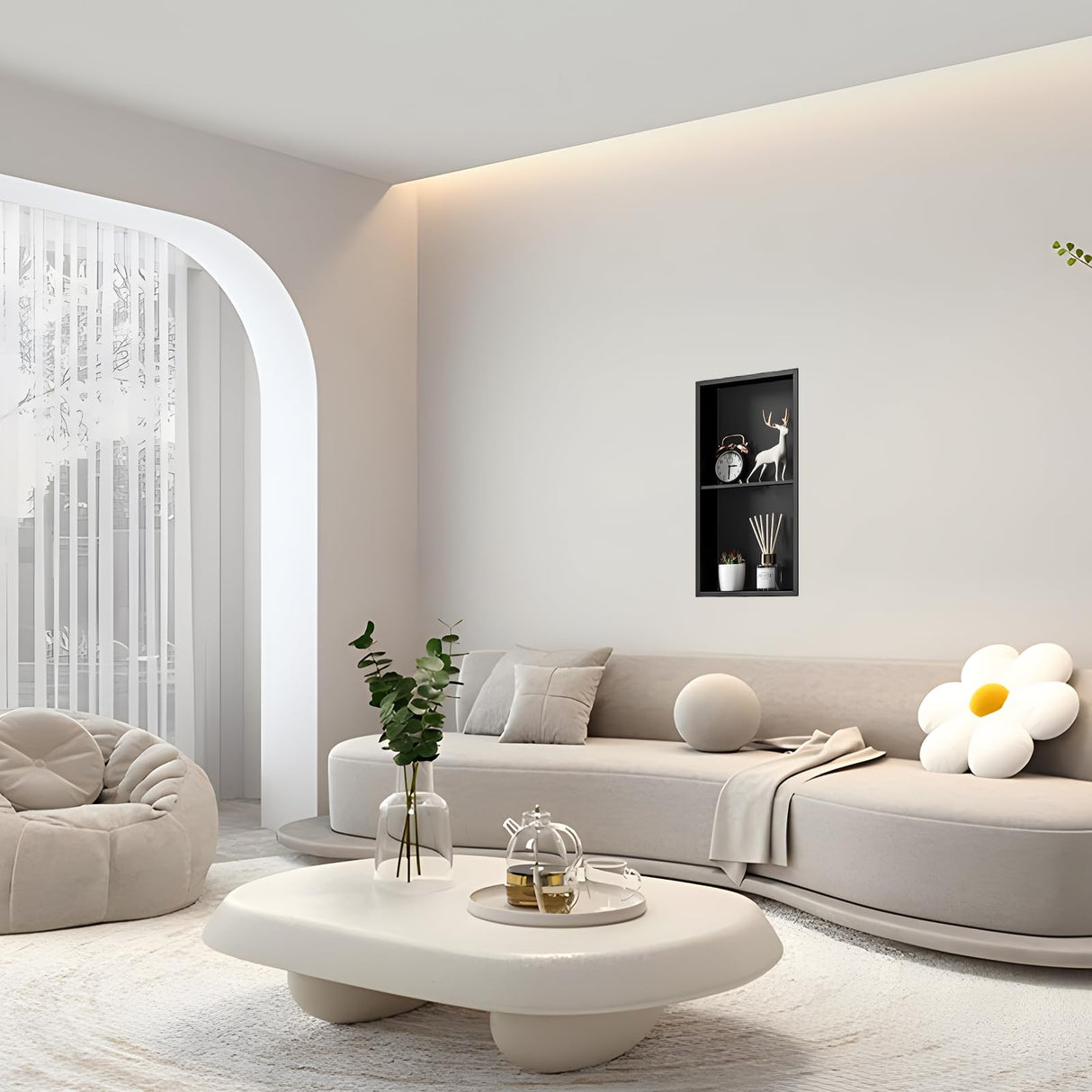 BWE Bathroom Wall Niche,12" X 24" X 4" Stainless Steel Shower Niche,Rimless Recessed Shower Shelf for Bathroom,Double Shelves Niche,No Tile Needed Matte Black BWE