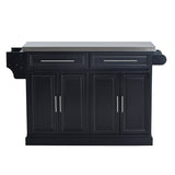 HOMCOM Rolling Kitchen Island with Storage, Portable Kitchen Cart with Stainless Steel Top, 2 Drawers, Spice, Knife and Towel Rack and Cabinets, Black HOMCOM