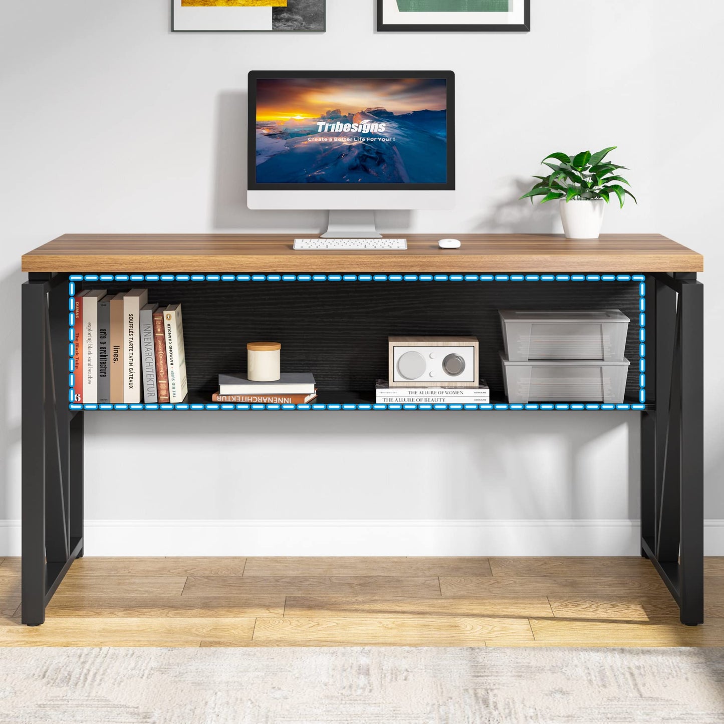 Tribesigns Office Desk with Drawers,55 inches L Shaped Computer Desk with Storage Shelves and Mobile File Cabinet, Executive Desk for Home Office Furniture Sets - WoodArtSupply