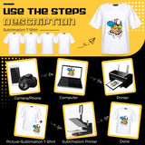 5 Pack Youth Sublimation Blank T Shirt White Polyester Shirts Crew Neck Short Sleeve Sublimation T Shirt (Medium) Tarpop