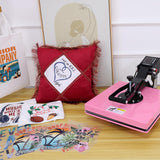 Whubefy Heat Press Machine for T-Shirts 15x15 Slide Out Drawer with Counting Function & 3 Pre-Set Modes, Pressure Knob, Digital Industrial Clamshell Sublimation Printer Heat Transfer Vinyl DIY Pink Whubefy