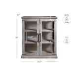 BELLEZE Storage Cabinet with Shelves and Glass Doors Glass Display Cabinet Pantry Cabinet Organizer 3 Tiers Curio Cabinet Hutch Cabinet for Entryway Living Room Hallway Kitchen - Ashford (Gray Wash) BELLEZE