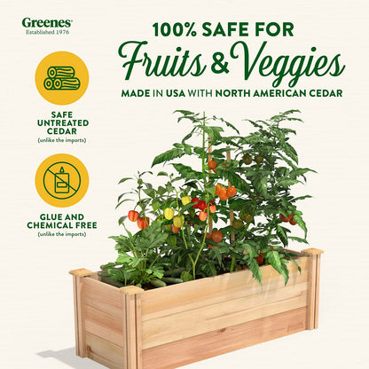 Greenes Fence Premium Cedar Raised Garden Bed, 16" x 48" x 16.5" - Made in USA with North American Cedar