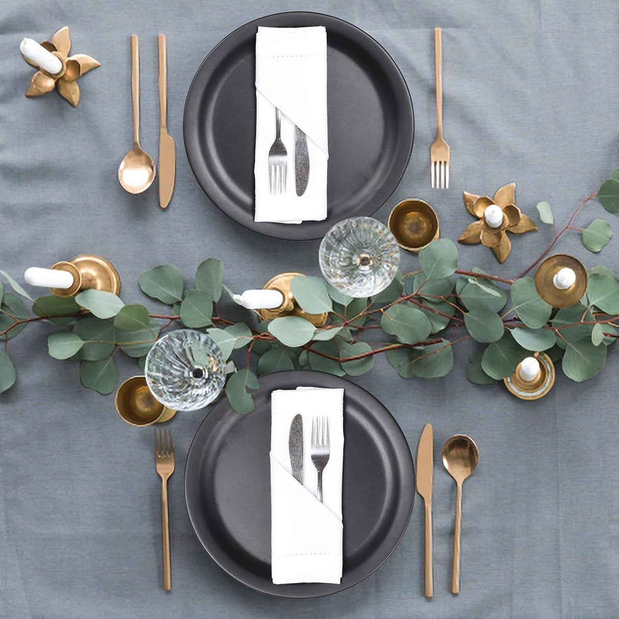 BEDDING CRAFT Set of 12 Cotton Cloth Dinner Napkin 18x18 White with Hemstitched Mitered Corners – Perfect for Wedding Dinner Parties and Table Decorations, Thanksgiving, Chritsmas Bedding Craft