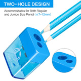 Deli Manual Dual Holes Pencil Sharpeners with Lid, Colored, for Kids & Adults, Random Color deli