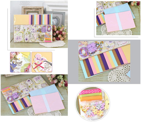 Huralona Handmade DIY Greeting Card Kits Includes 15 Blank Cards 15 Colorful Envelopes with Decoration Accessories for Craft Birthday Thanksgiving Christmas Wedding Invitation Card (Beige) Huralona