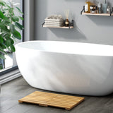 Waterproof Bamboo Bath Mat for Shower, Wooden Floor Mat for Bathroom, Foldable | Non-Slip | Heavy Duty, Shower Mat for Indoor Outdoor, 23.5in x 15.6in viewcare