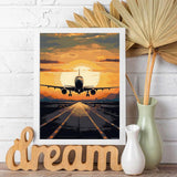 PUAGEMTI Airplane Taking A Runway Diamond Painting Kits 5D Diamond Painting for Adults, Full Round Gemstone Diamond Art Cross Stitch Kit, Gifts Paint by Diamonds 12x16 inch PUAGEMTI