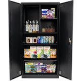 EazeHome Metal Garage Storage Cabinet, 72" Tall Steel File Cabinet with 2 Lockable Doors and Adjustable Shelves, Heavy Duty Tool Cabinet for Garages, Offices, Kitchens, Gyms, Black EazeHome