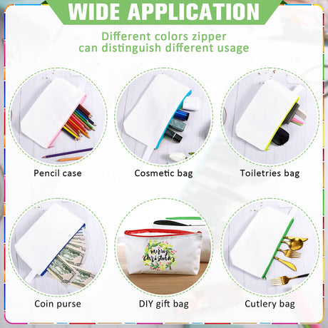 30 Pieces Makeup Bags in Bulk Canvas Pencil Bag Travel Cosmetic Bags Blank DIY Craft Bag Canvas Pen Case Pencil Pouch Makeup Pouch Canvas Zipper Pouch Bags for Girls Teens (9.84 x 5.11 x 1.96 Inches) Saintrygo