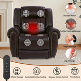 EONIX Classic Dual Motor Power Lift Recliner Chair for Elderly, 400lbs Heavy Duty Breathable Faux Leather Recliner with Heat and Massage, Lay Flat Lift Chair Recliner for Adults, SLRY005, Dark Brown EONIX