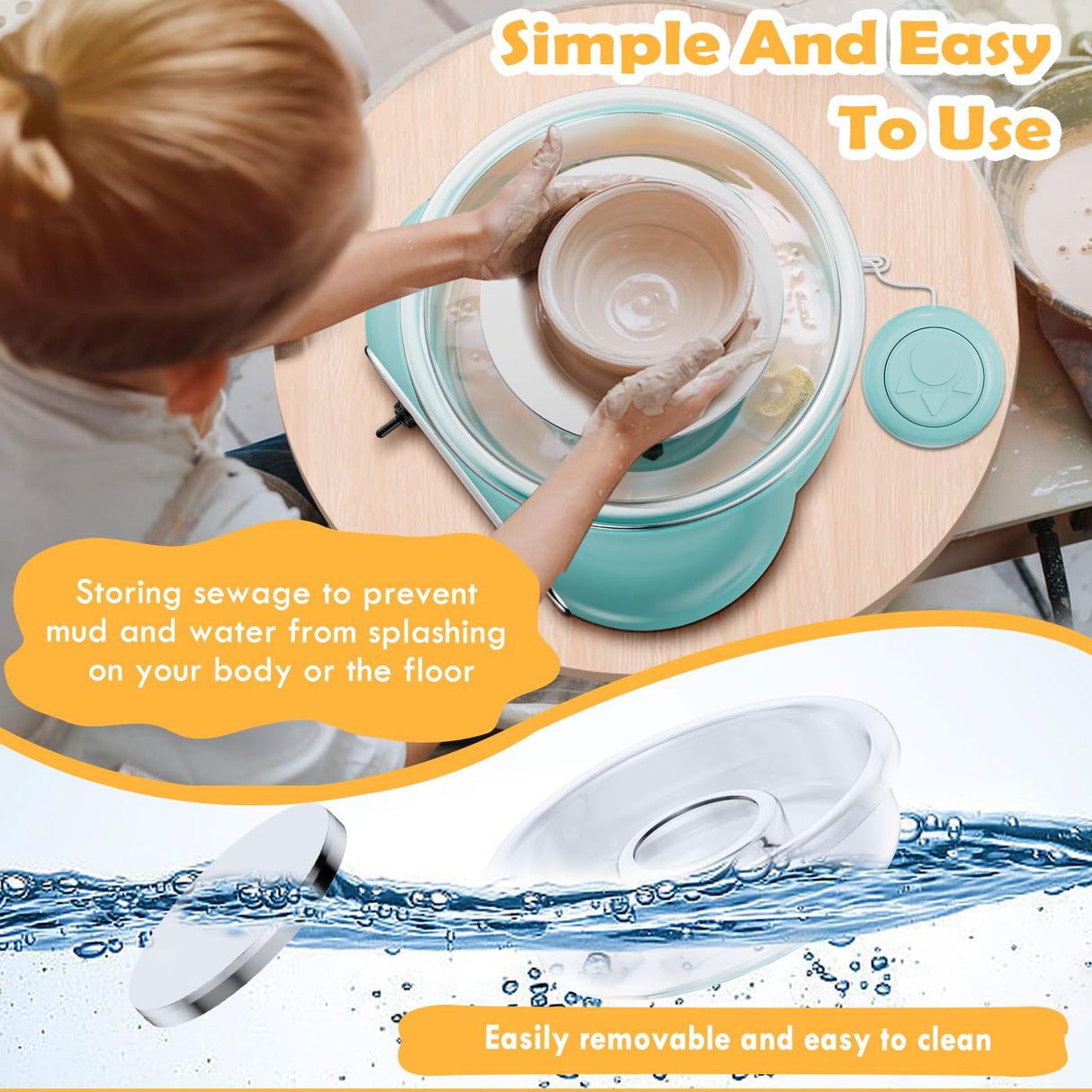 Pottery Wheel for Kids: Complete Pottery Painting Kit for Beginners - Adjustable Speed & Detachable Turntable - Pottery Tools and Art Supplies - Crafts Kits for 6 7 8 9 10 11 12 Year Old Girls & Boys Sockenear