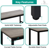 Naomi Home Paola 3-Piece Dining Table Set with 2 Benches – Compact Kitchen Table with Space-Saving Slide-Under Seating, Gray Engineered Wood Top & Steel Frame, Ideal for Apartments & Small Spaces Naomi Home