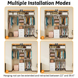 Stilar Closet System with Drawers, 5FT-8FT Closet Organizer System with Shelves & Expandable Hanging Rods, 96" Walk in Storage Closet System Wood, White Stilar