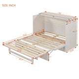 Ball & Cast Full Size Murphy Bed Wall Bed with Large Storage Drawers & USB Ports,can be Folded,Versatile Hideaway Cabinet Bed Frame Chest W/Slat Support,for Apartment,Bedroom,Brushed White Ball & Cast