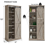 vimitty 72" Tall Farmhouse Storage Cabinet, Large Kitchen Pantry with Sliding Barn Doors & Adjustable Shelves, Versatile Cupboard for Kitchen, Dining Room, Bathroom, Light Rustic Oak vimitty