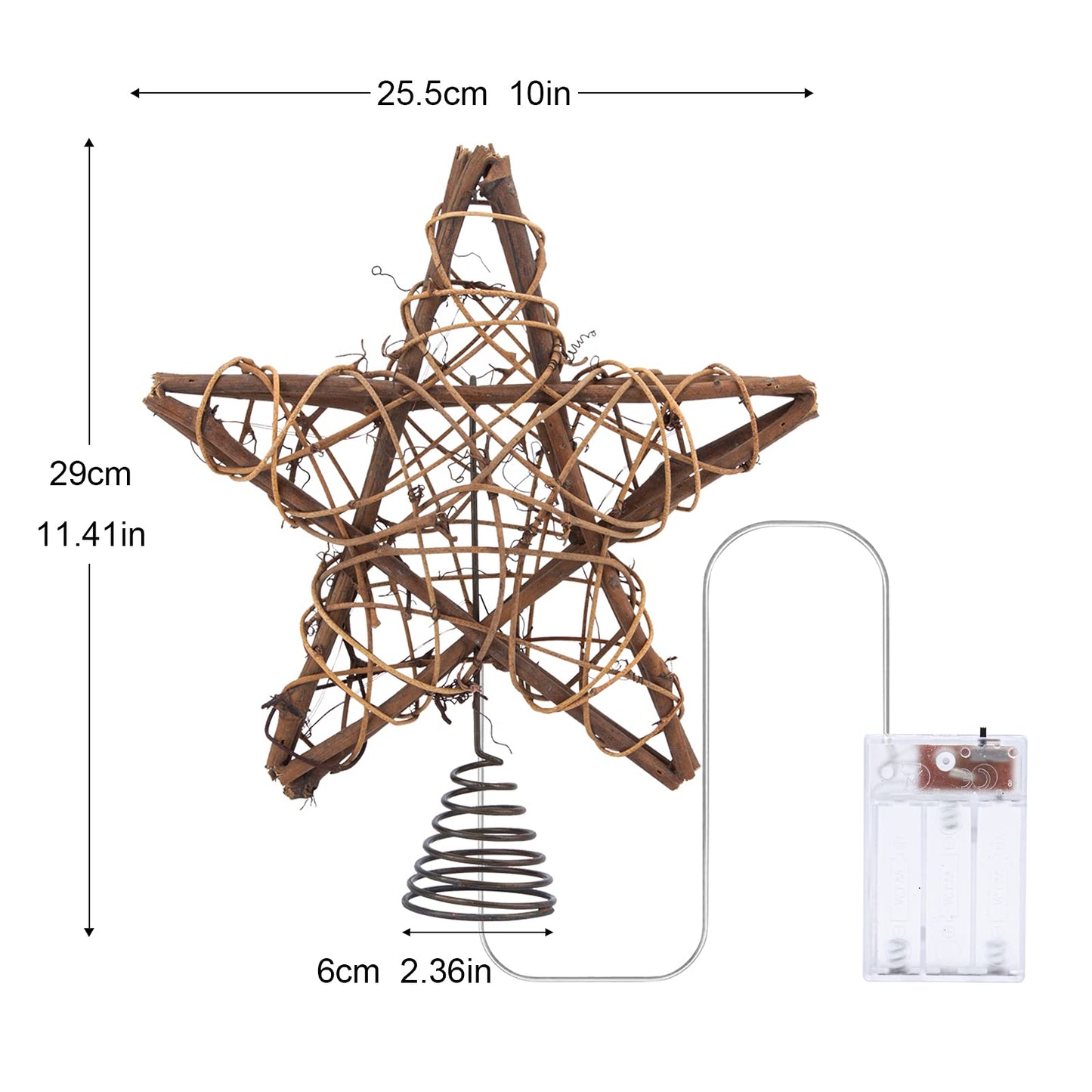 LAWOHO Christmas Tree Topper Rustic Christmas Ornaments Christmas Star Tree Topper with 3 Light Emitting Modes Farmhouse Christmas Decor Christmas Decorations for Festive Home Indoor Tree Topper