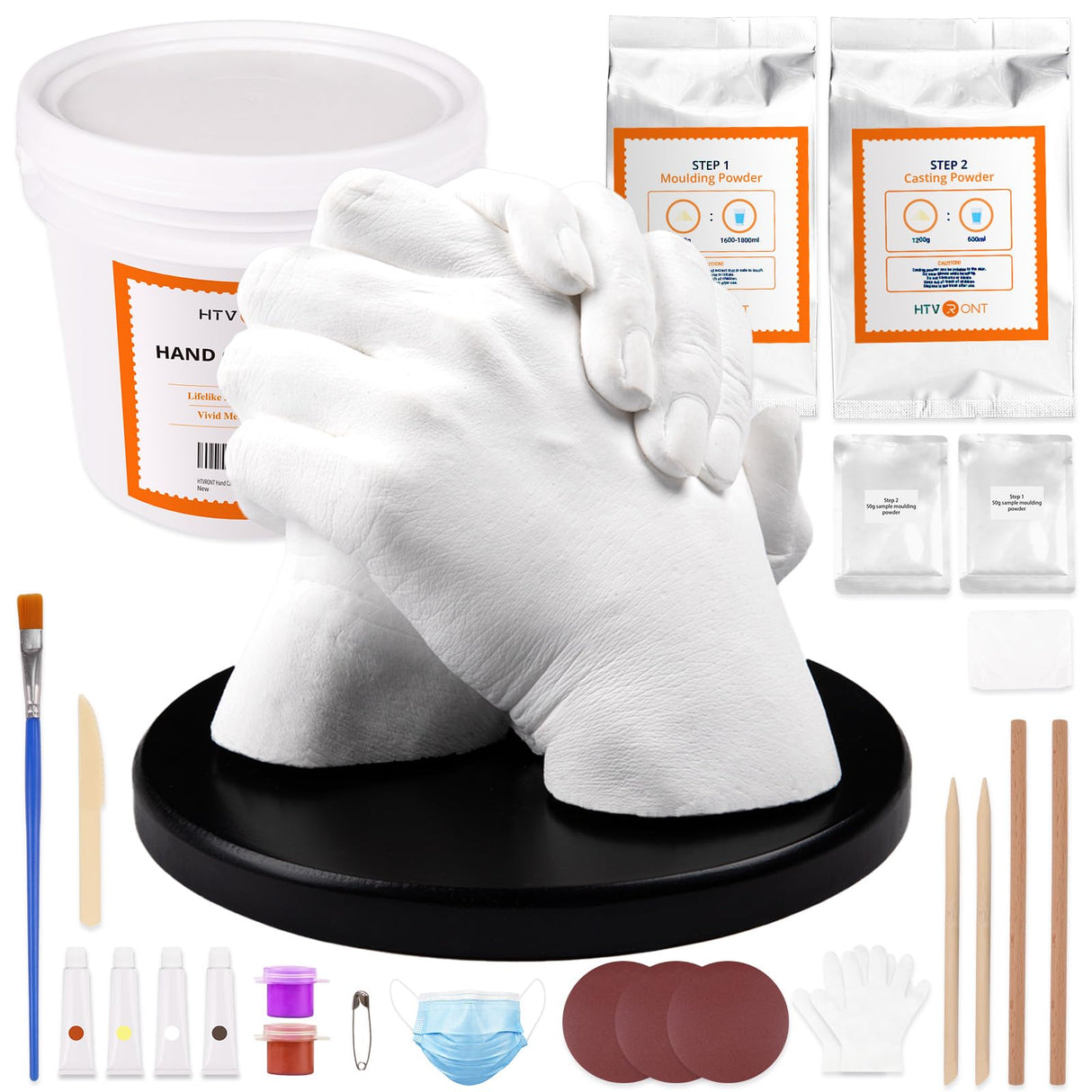 HTVRONT Hand Casting Kit Couples - Plaster Hand Mold Casting Kit with Practice Kit for Family, Valentines Day Gift for Men & Women Sculpture Hand Molding Kit, Anniversary Birthday Wedding Gift HTVRONT