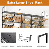 WOWLIVE 4 Row 10 Tiers Extra Large Shoe Rack 72-80 Pairs Big Tall Metal Shoe Shelf, Heavy Duty Organizer for Closet Entryway, Boot Rack Storage Stackable Stand for Garage Black WOWLIVE
