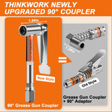 THINKWORK Grease Gun Coupler, 90° Degree Grease Gun Tips, Strong Lock on Greases Gun Couplers, 12000 PSI Quick Release Grease Coupler, Compatible with All Grease Guns 1/8" NPT Grease Gun Fittings THINKWORK