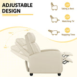 Yaheetech PU Leather Reclining Chair Single Sofa for Living Room Padded Seat with Pocket Spring for Small Space Living Room Bedroom Home Theater Beige Yaheetech