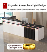 L-Shaped Reception Desk with Counter & Lockable Drawers,Modern Wooden Commercial Reception Desk with Storage & led Lights,for Home Office,Checkout,Lobby,Beauty Salon Generic