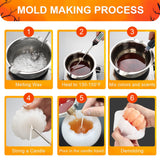 MGLIFEUL 6 pcs Upgrade Large Halloween Pumpkin Maple Leaf Candle Silicone Candle Mold with Wax Core, Halloween Fall Pumpkin Candle Resin Soap Molds Silicone Suitable for Businesses or households MGLIFEUL