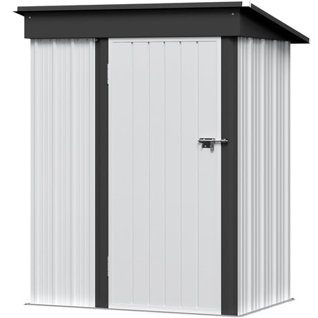 GUNJI 5 x 3 FT Shed Outdoor Storage Shed Metal Garden Shed with Lockable Door Outside Waterproof Tool Shed for Backyard, Patio, Lawn (White) GUNJI