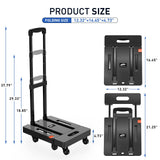 SPACEKEEPER Folding Hand Truck, 500 LB Heavy Duty Luggage Cart, Utility Dolly Platform Cart with 6 Wheels & 2 Elastic Ropes for Luggage, Travel, Moving, Shopping, Office Use, Black SPACEKEEPER