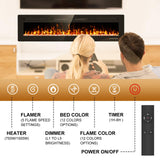 72 inch Electric Fireplace Inserts and Wall Mounted with Remote Control & Touch Screen 1500W Fireplace Heater with Timer Eueiriup
